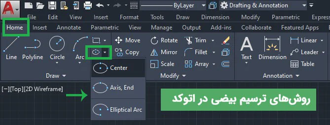 آموزش دستور Ellipse برای ترسیم بیضی ها در اتوکد